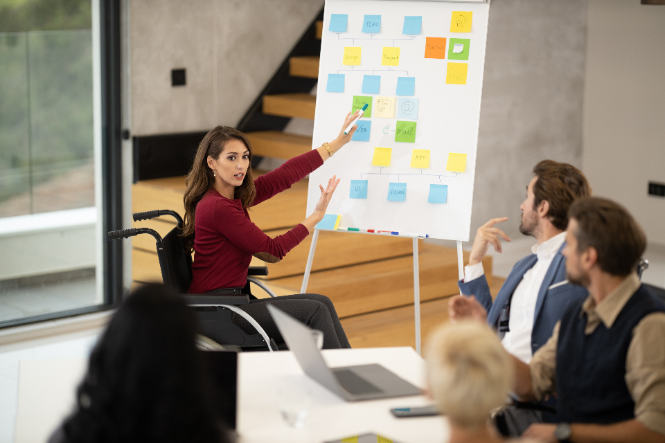 Job interview with a bilingual candidate in an office